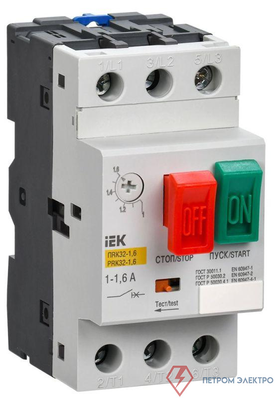 Пускатель ПРК32-1.6 In1.6А Ir1.0-1.6А Ue 660В KARAT IEK DMS11-D16