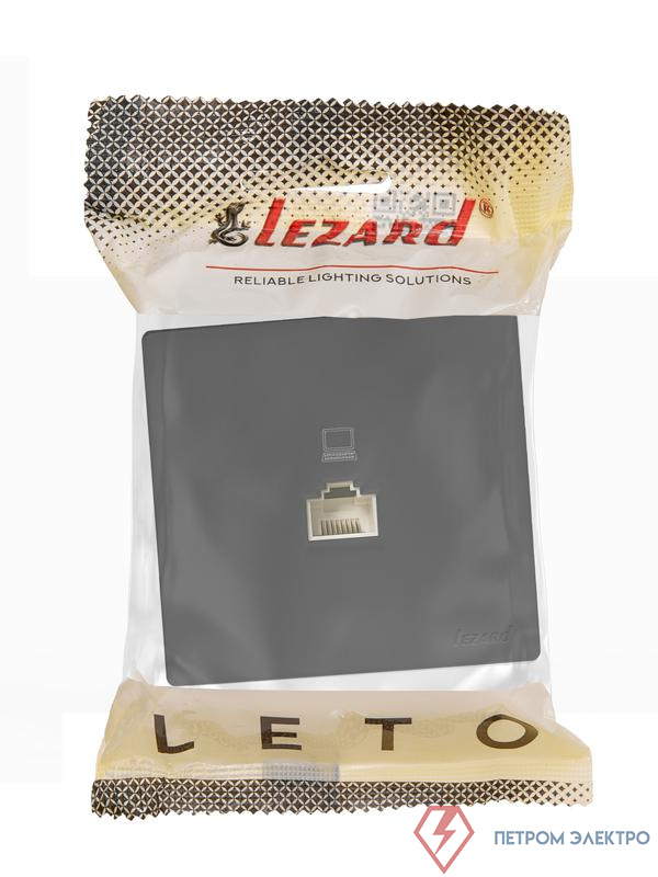 Розетка компьютерная.1-м ОП RJ45 LETO черн. бархат LEZARD 752-4200-139