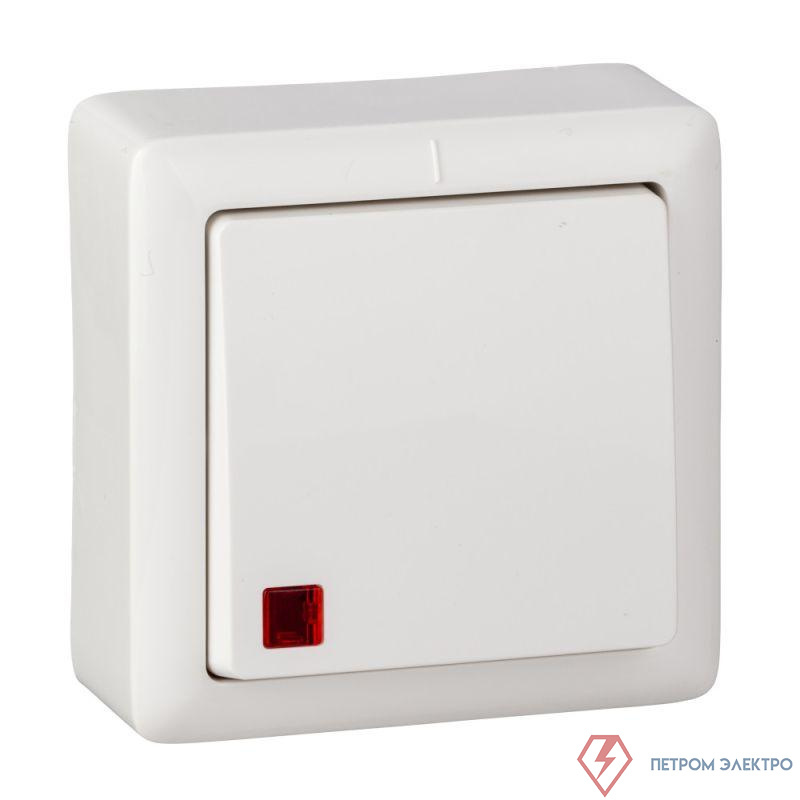 Выключатель 1-кл. ОП Хит 6А IP20 250В с подсветкой бел. SE VA16-137-B