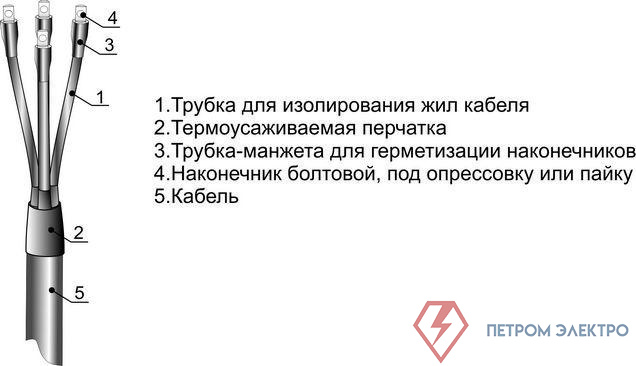 Муфта кабельная концевая внутр. установки 1кВ 5ПКВТп-1 (70-120) Михнево 001043
