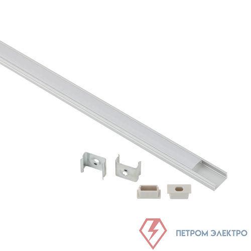 Комплект с накладным анодированным профилем 1506-1m 15х6мм. 1м САВ262 сереб. Эра Б0062757