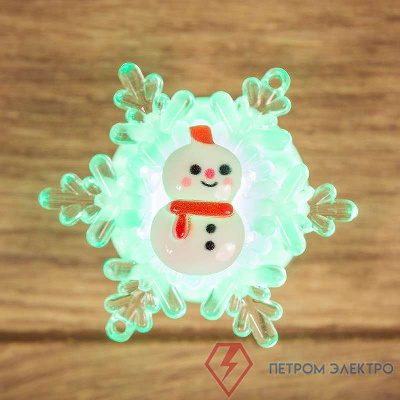 Фигура светодиодная &quot;Снеговик на снежинке&quot; RGB на присоске 5.5х5.5см Neon-Night 501-038