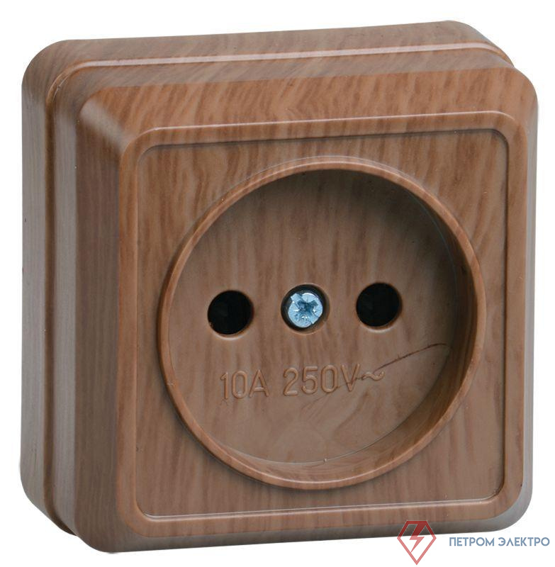 Розетка 1-м ОП Октава 10А IP20 без заземл. дуб GENERICA ERO10-K04-10-DC
