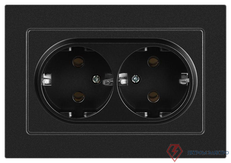 Розетка Accent 6-205-05 2X2P+E Schuko 16А-250В IP20 СУ AL/CU антрацит Intro Б0063494
