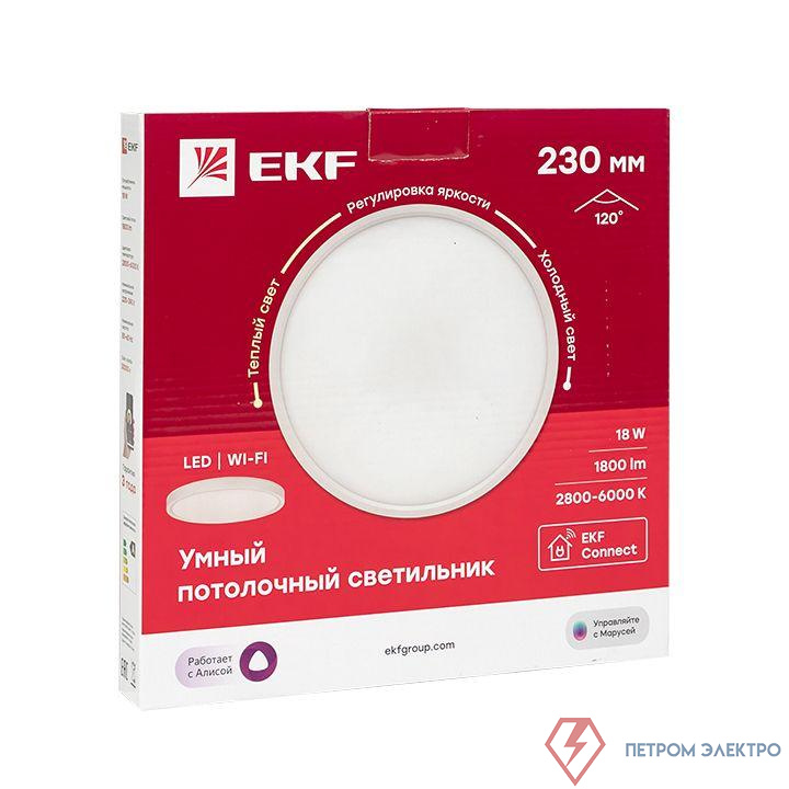 Светильник потолочный Умный 230мм Connect EKF sclwf-230-cct