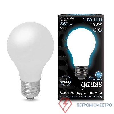 Лампа светодиодная Black Filament A60 E27 10Вт 4100К OPAL Gauss 102202210 0