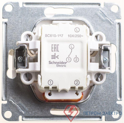 Механизм переключателя проходного 1-кл. СП W59 10А IP20 10AX с подсветкой бел. SchE VS610-157-1-86