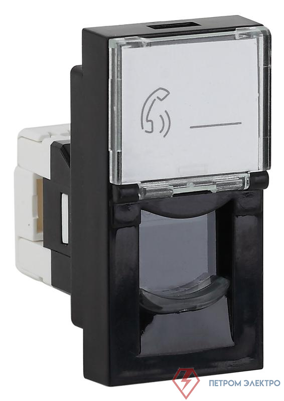 Розетка модульная телефонная RJ-11 45х22.5мм черн. Ruvinil АДЛ 13-903-Ч