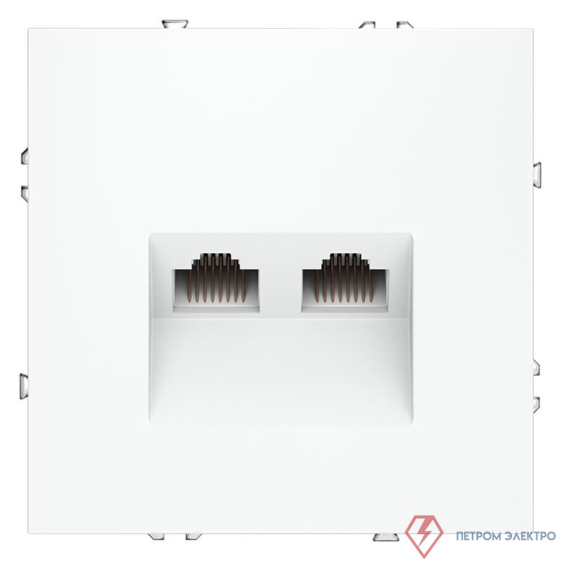 Розетка компьютерная 2-м СП S70 RJ45 + RJ45 кат.6 механизм бел. матов. Voltum VLS060202
