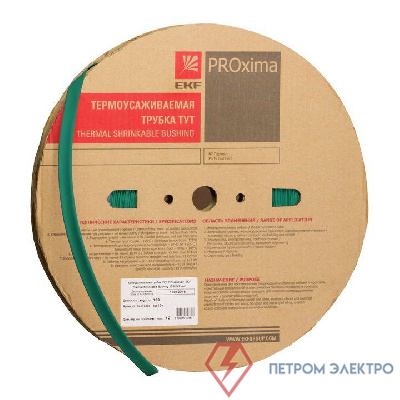 Трубка термоусадочная ТУТ нг 4/2 зел. (уп.200м) EKF tut-4-j