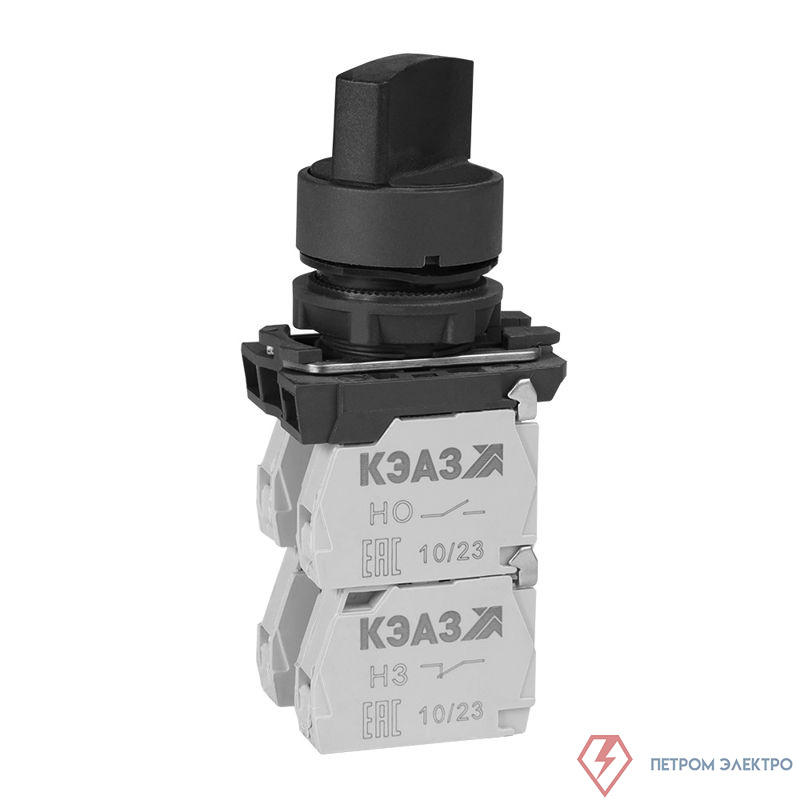 Переключатель КПЕ1111Р черн. 1но+1нз ручка фикс 2поз IP40 КЭАЗ 354415