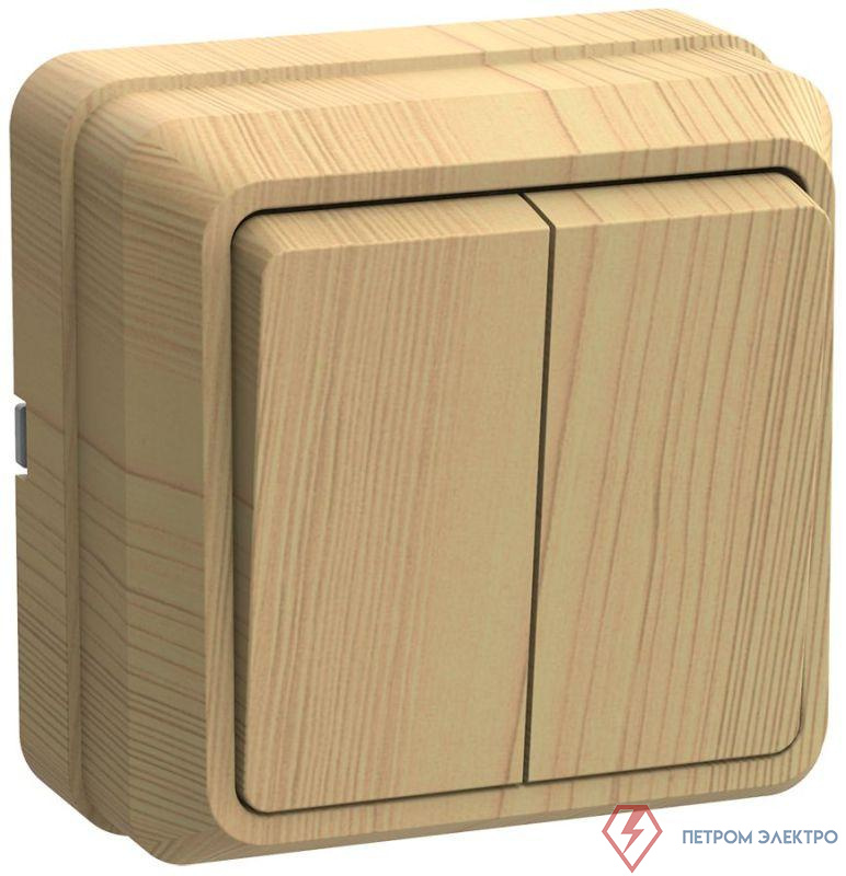 Выключатель 2-кл. ОП Октава 10А IP20 ВС20-2-0-ОС сосна GENERICA EVO20-K03-10-DC