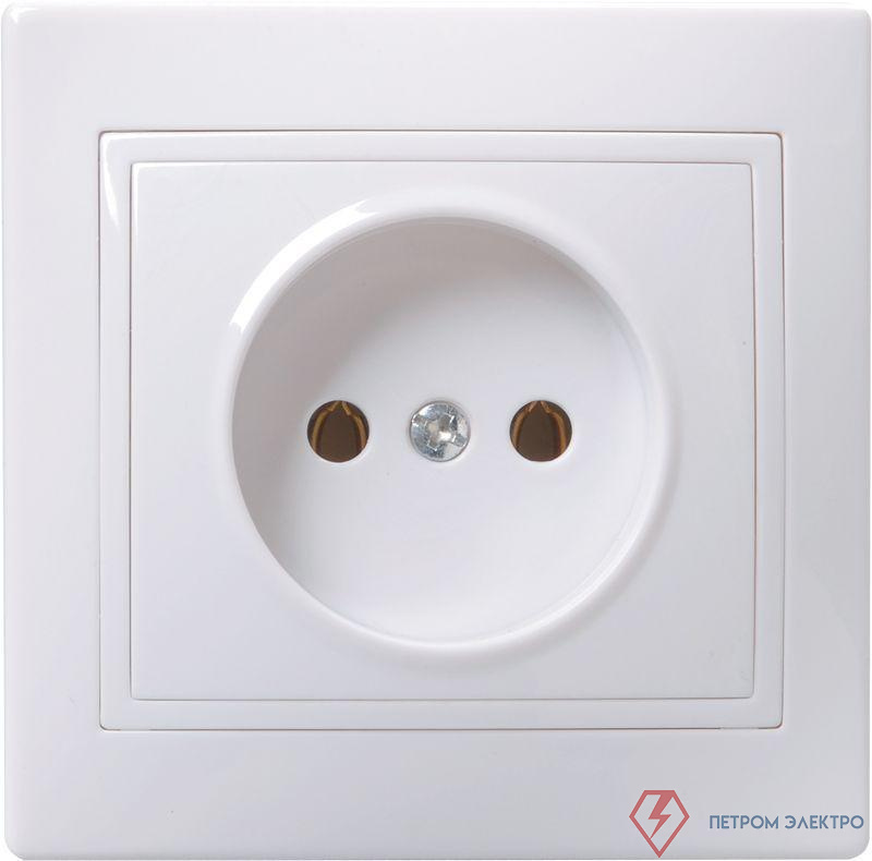 Розетка 1-м СП Кварта 10А IP20 без заземл. без защ. шторок бел. GENERICA ERK13-K01-10-DM