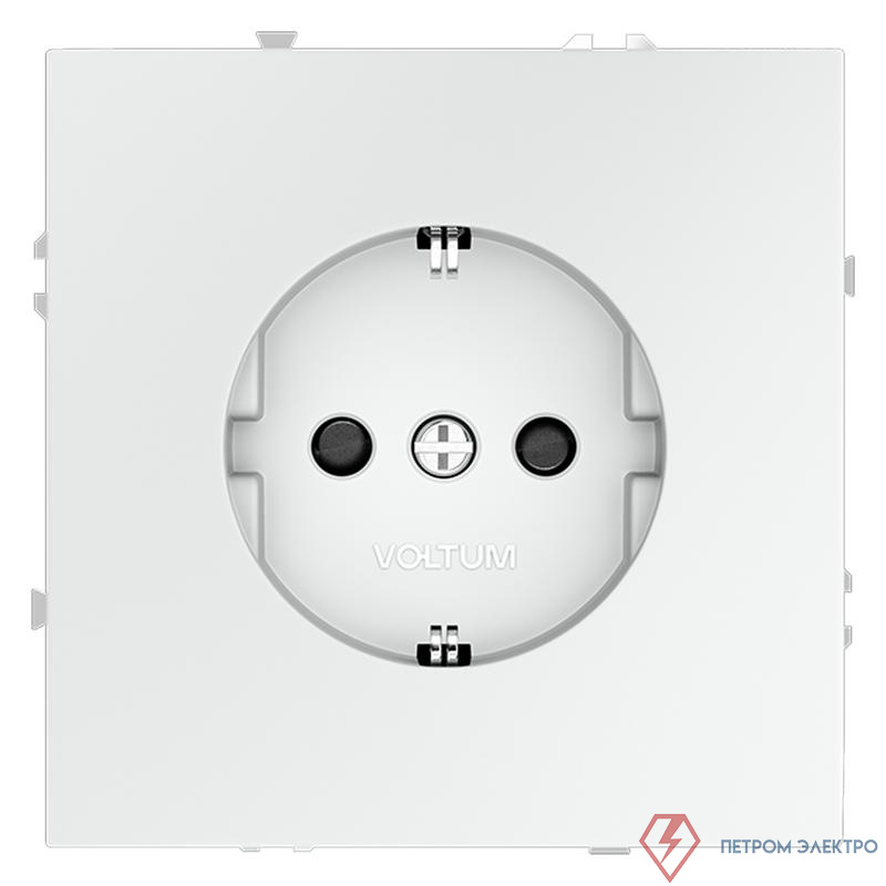 Розетка 1-м СП S70 16А с заземл. защ. шторки механизм бел. матов. Voltum VLS040202