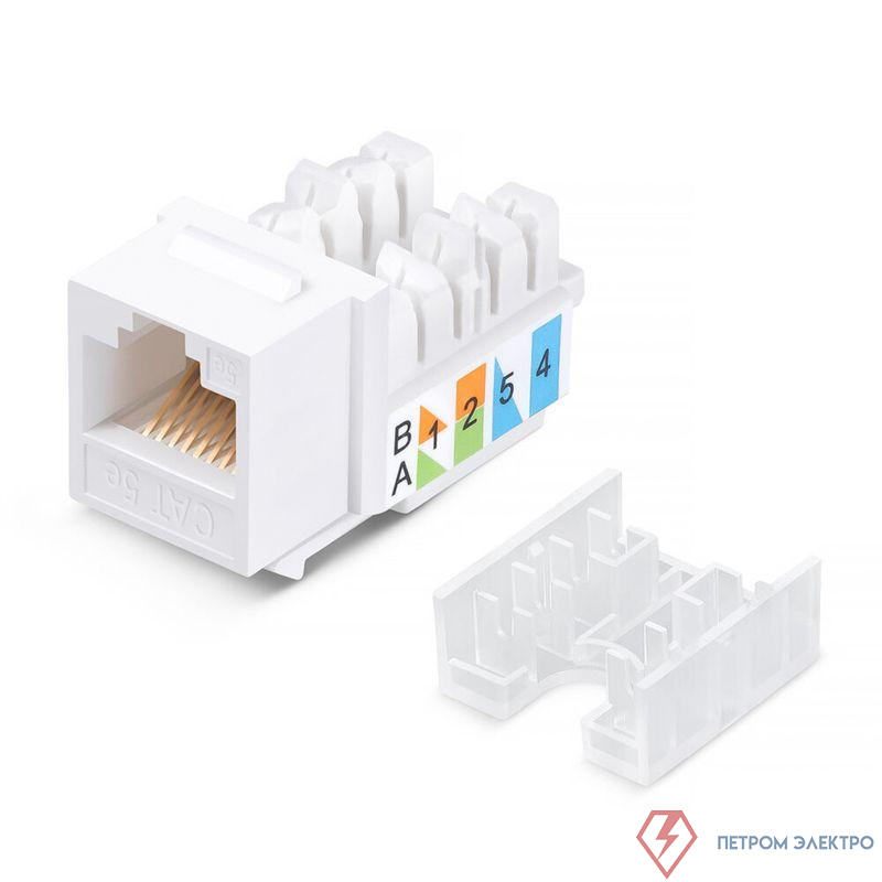 Модуль Keystone Jack RJ-45(8P8C) UTP неэкранир. кат.5e тип 90град. бел. PRO Rexant 02-0064