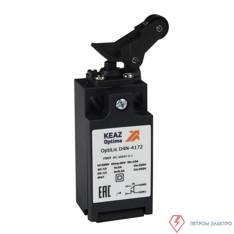 Выключатель концевой OptiLiS D4N-4172 рычаг роликовый вертикальное перемещение EN 50047 XCKN2127P20 КЭАЗ 365305