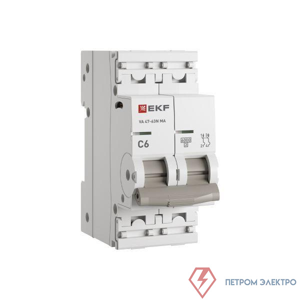 Выключатель автоматический 2п C 6А 6кА ВА 47-63N MA без теплового расцеп. PROxima EKF M63MA626C