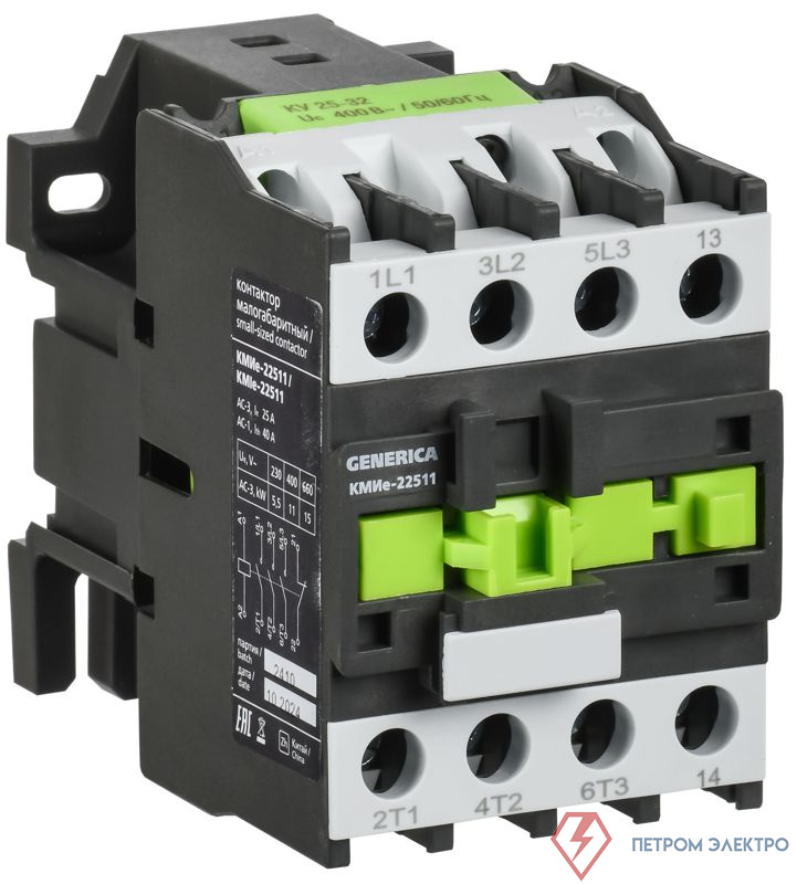 Контактор КМИе-22511 25А 230В/АС3 1НЗ GENERICA KKME21-025-230-01