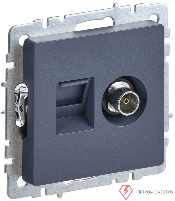 Розетка компьютерная + телевизионная 2-м BRITE РТВ/РК12-БрМ RJ45 кат.5E + TV механизм маренго IEK BR-AK20-1-K35