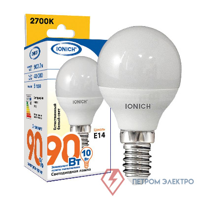 Лампа светодиодная ILED-SMD2835-P45-10-900-220-4-E14 IONICH 1556