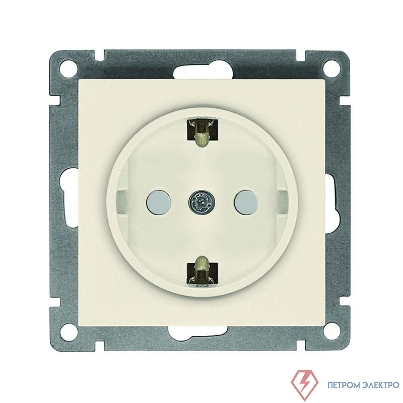 Розетка 1-м СП Афина 16А IP20 с заземл. защ. шторки механизм сл. кость (ivory) Universal A0049-I