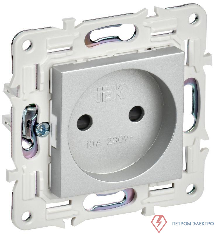 Розетка SKANDY 10А без заземл. защ. штроки SK-R01S серебр. IEK SK-R13-10-K23
