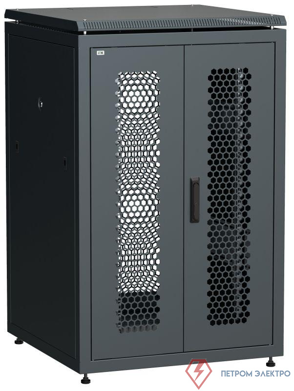 Шкаф сетевой LINEA N 24U 800х800мм распашная перфорир. передн. дверь; задн. перфорир. черн. ITK LN05-24U88-2PP