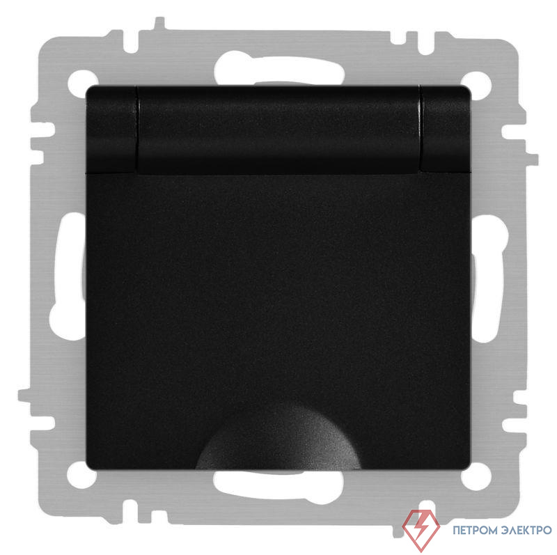Розетка Accent 6-203-05 2P+E Schuko с крышкой 16А-250В IP20 СУ антрацит Intro Б0063747