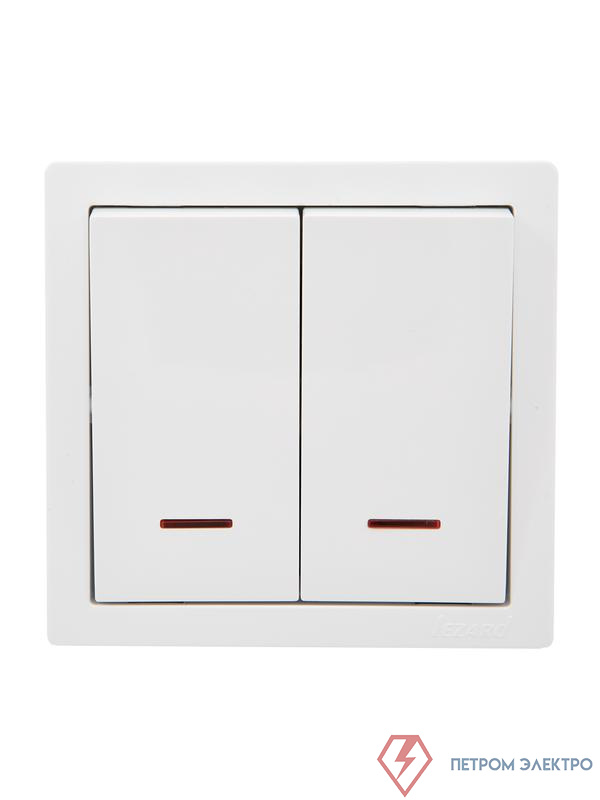 Выключатель 2-кл. ОП LETO с индикацией бел. LEZARD 752-0200-112