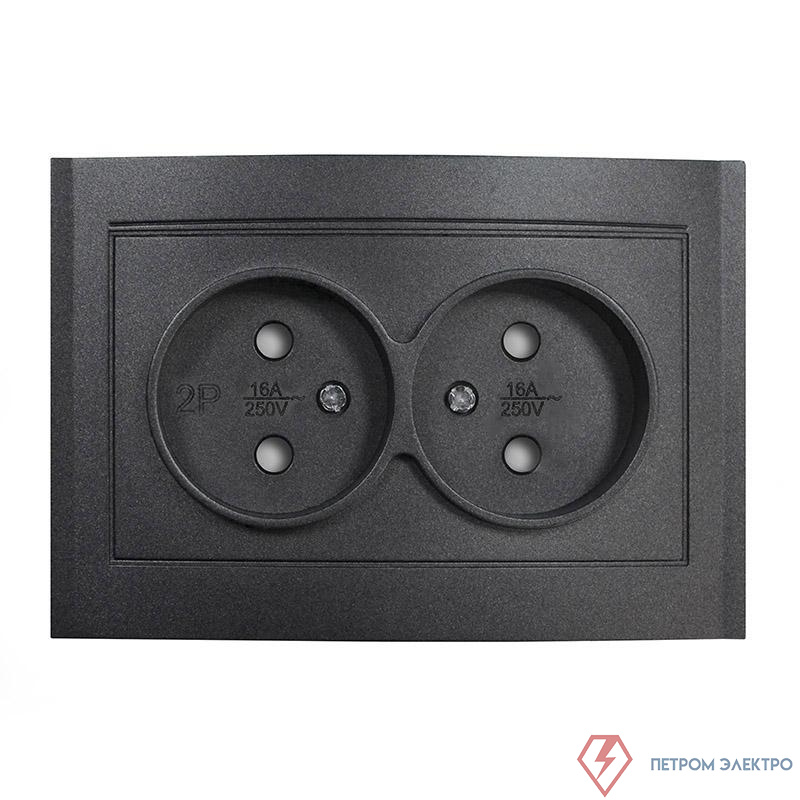 Розетка 2-м СП Бриллиант 16А IP20 без заземл. защ. шторки в сборе графит Universal 7947526-Gr