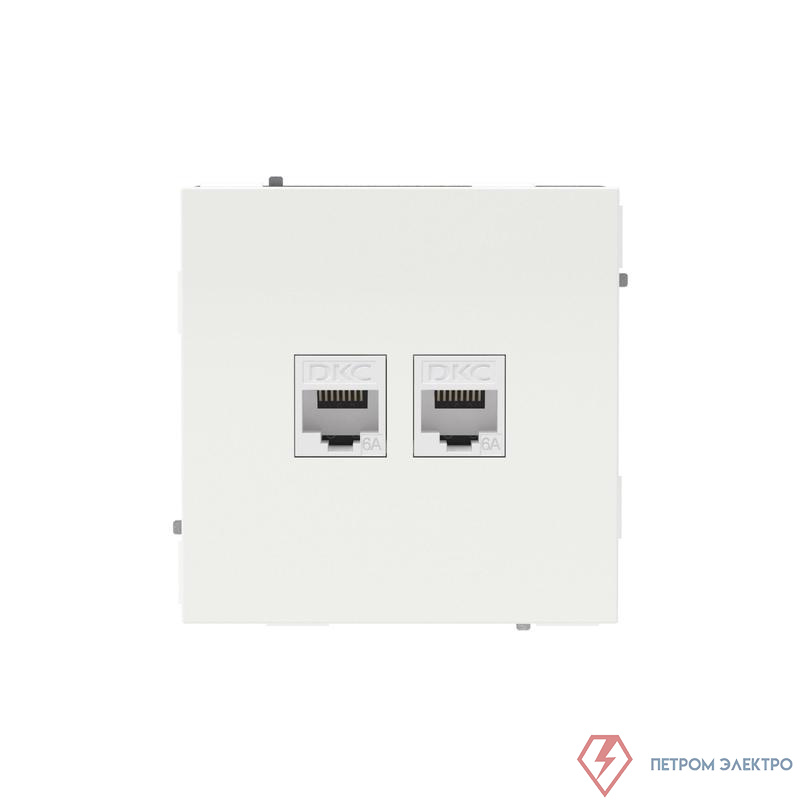 Розетка компьютерная 2-м KANT RJ45 кат.6A без шторки бел. магнолия DKC 7000674