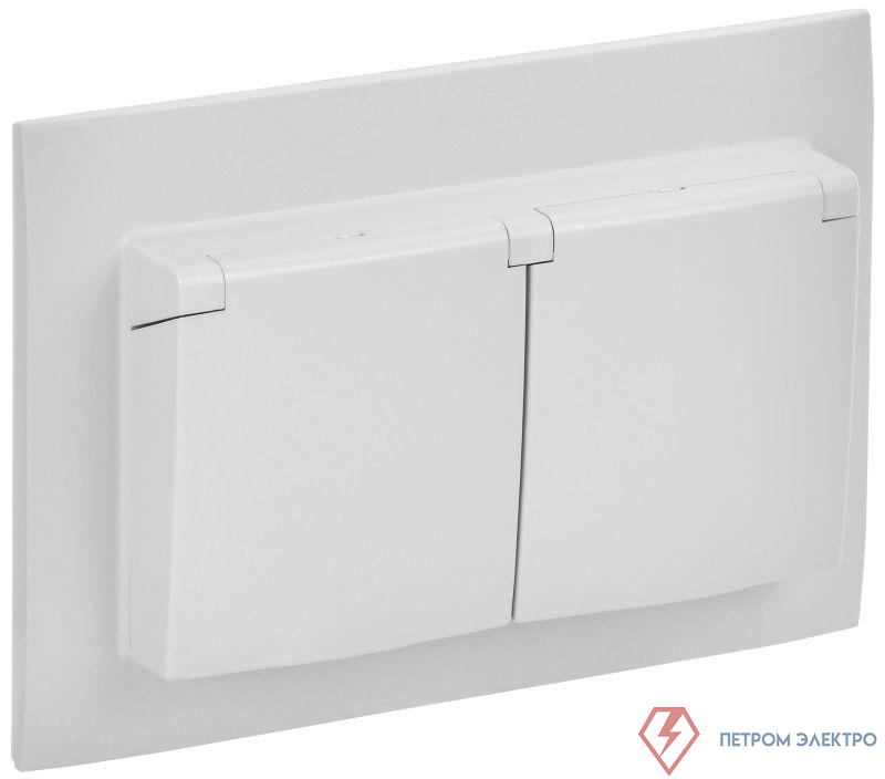 Розетка 2-м SKANDY 16А IP44 с крышкой в сборе SK-R12W арктич. бел. IEK SK-R26-16-44-K01-F