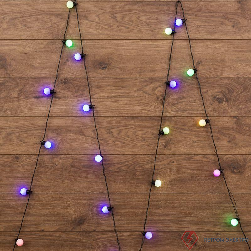 Гирлянда светодиодная "Шарики" 5м d30мм 25LED RGB 6Вт 220-240В IP20 провод ПВХ темн. зел. Neon-Night 303-569