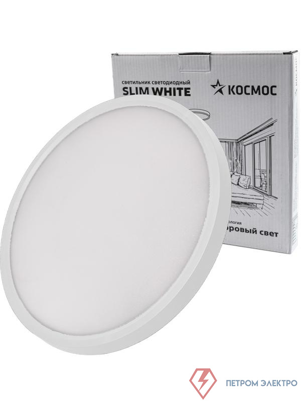 Светильник светодиодный SLIM WHITE 38Вт 4500К IP40 2650лм 230В 400х25мм КОСМОС KSlim38w_W4500K