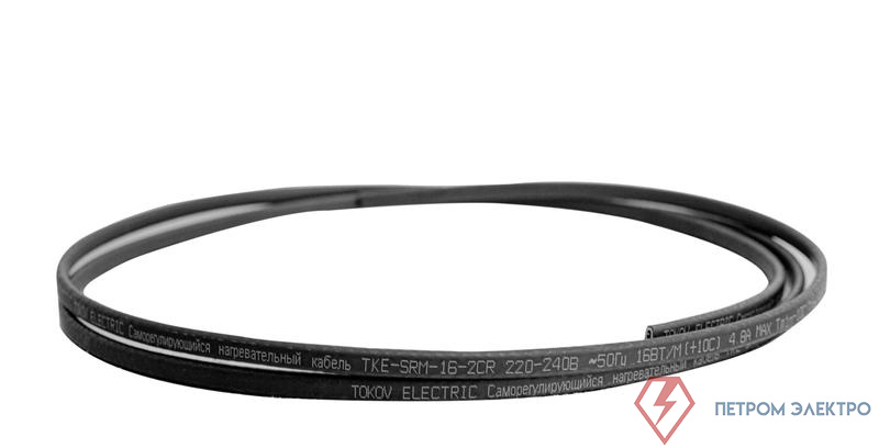 Кабель нагревательный саморег. 16Вт/м с экраном термопласт UV (250м) TOKOV ELECTRIC TKE-SRM-16-2CR