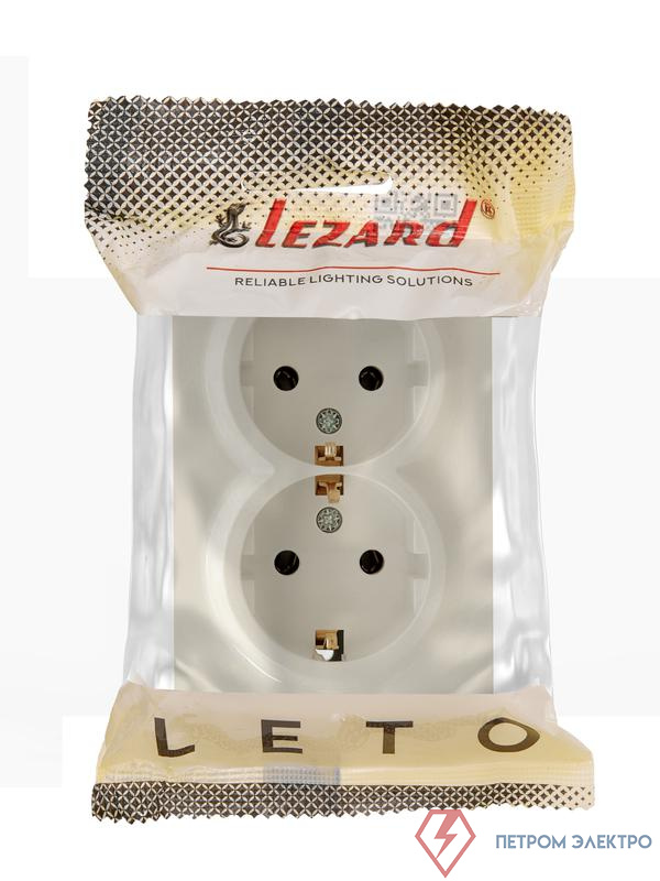 Розетка 2-м ОП LETO с заземл. закрытый корпус ПБТ крем LEZARD 752-0300-127B