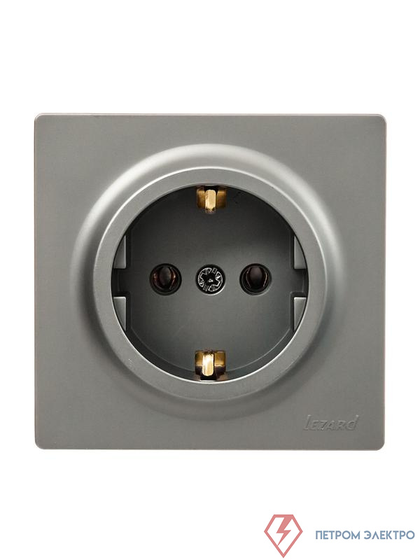 Розетка 1-м ОП LETO с заземл. ПБТ платина LEZARD 752-3500-122B