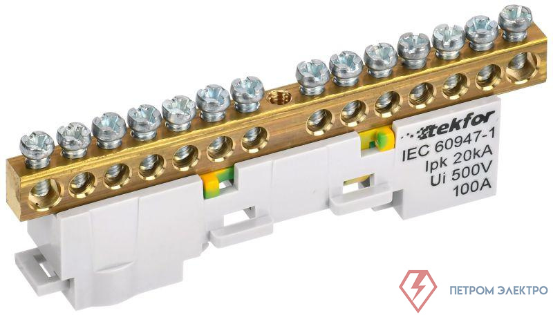 Шина TEKFOR PE "земля" неизол. на универс. держ. 6х9-14-Ж IEK TF-NN10-14-DL-K05