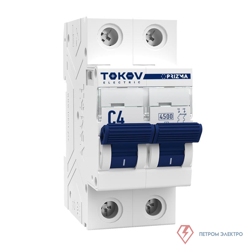 Выключатель автоматический модульный 2п C 4А 4.5кА PRIZMA TOKOV Electric TKE-PZ45-MCBI-2-4-C