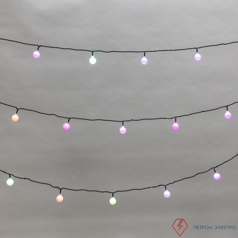 Гирлянда светодиодная "Шарики" 5м d25мм 25LED RGB ПВХ темн. зел. Neon-Night 303-550