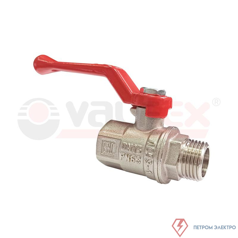 Кран шаровой латунный PREMIUM для ВОДЫ 2дюйм ВР/НР рычаг НИКЕЛИР-Й 11Б27фт1М VALFEX VF.215.NR3.200.PREMIUM