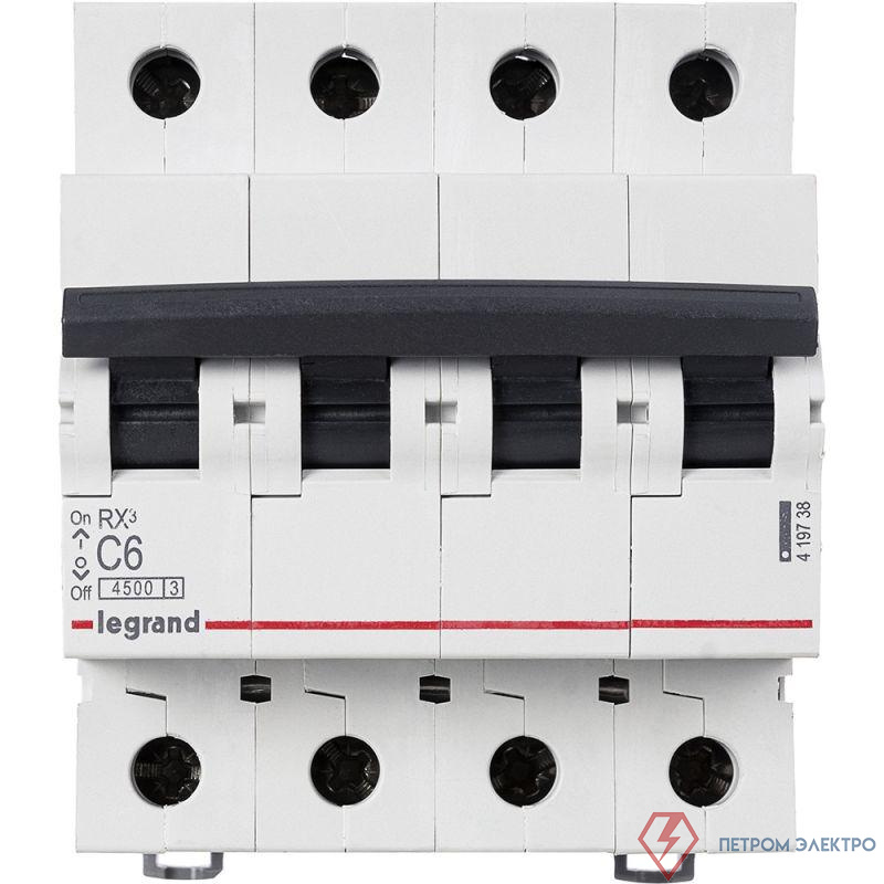 Выключатель автоматический модульный 4п C 6А 4.5кА RX3 Leg 419738