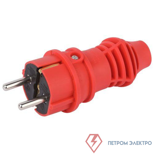 Вилка прямая VX13-R-IP44 16А IP44 с заземл. каучук красн. Эра Б0069322