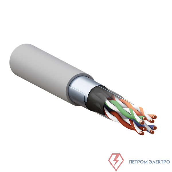 Кабель витая пара F/UTP кат.5E 4 пары 24 AWG solid PVC сер. (м) TERACOM PRO EKF TRP-5EFTP-04PVC-GY-IN3