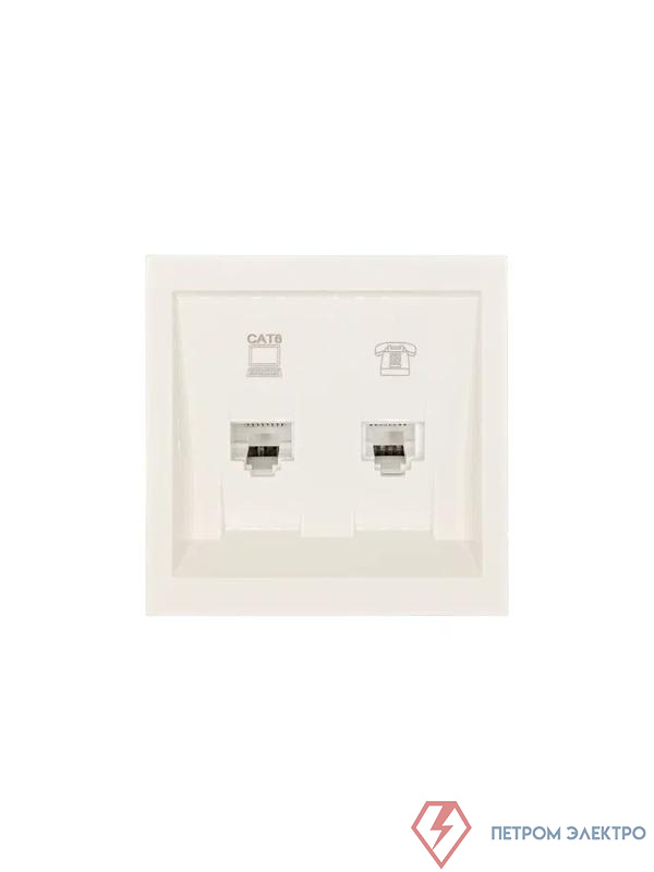 Розетка компьютер+телефон СП ZIMA IP20 с модулем Cat 6 слон. кость LEZARD 704-9088-144