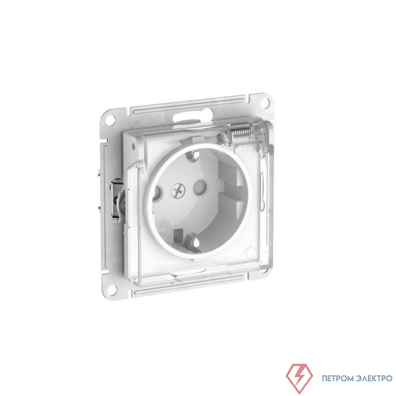 Розетка AtlasDesign Aqua 16А IP44 с заземл. защ. шторки с прозр. крышкой быстрозажим. клем. механизм бел. SE ATN440146S