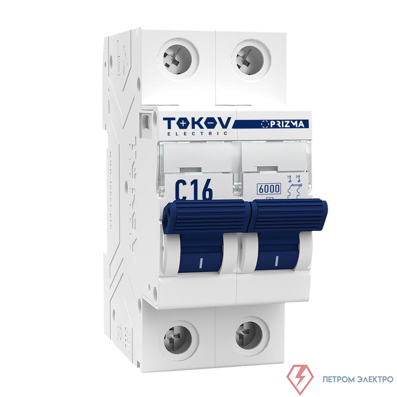 Выключатель автоматический модульный 2п C 16А 6кА PRIZMA TOKOV Electric TKE-PZ60-MCBI-2-16-C