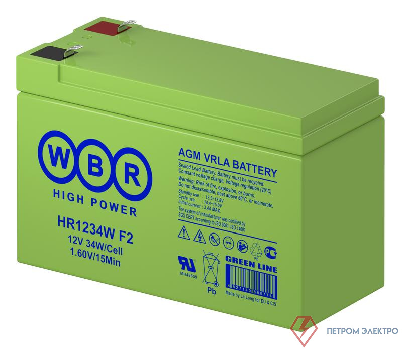 Аккумулятор 12В 9А.ч WBR HR1234W F2 WBR