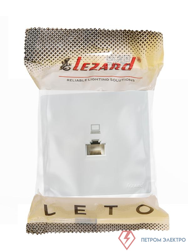 Розетка компьютерная 1-м ОП RJ45 LETO бел. LEZARD 752-0200-139