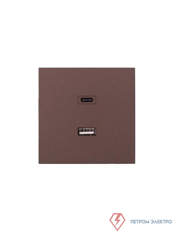Розетка СП ZIMA IP20 Type-C + USB механизм шоколад LEZARD 704-7388-192TC